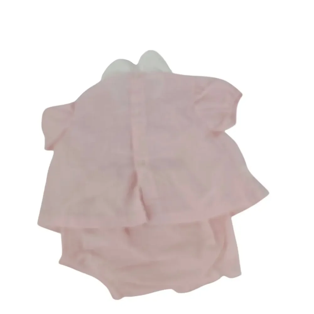 Vintage 70's Pastel Pink Lace Ruffle Frilly Smocked Dress Baby Girl 18 mo 4035